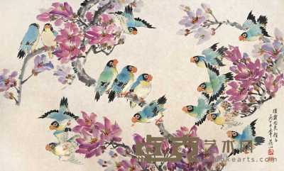 吴荣康 1975年作 花鸟图 横幅 55×92cm